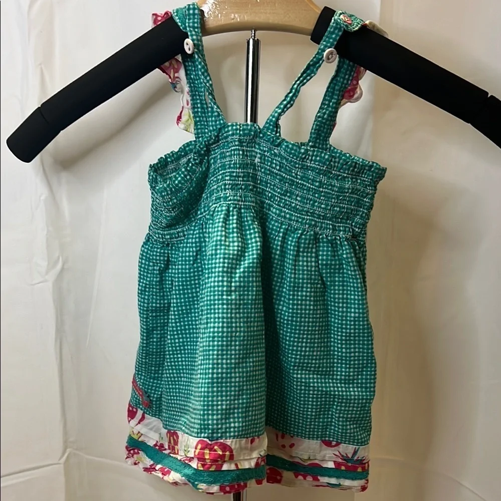 Deux par Deux Green and Pink Camisole with Smocked Bodice
